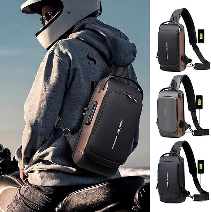 Premium Waterproof Sling Bag for Men & Women with USB Charging Port