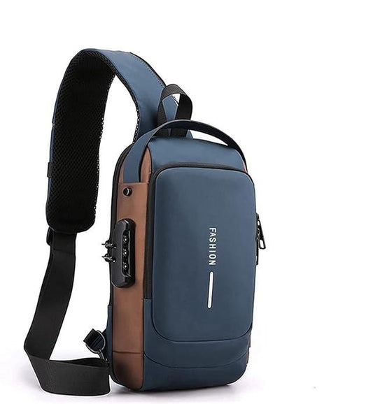 Premium Waterproof Sling Bag for Men & Women with USB Charging Port